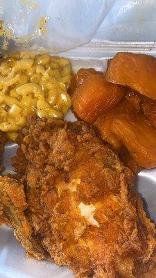 Fried chicken yams and Mac