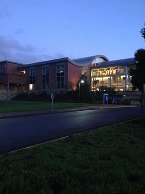 Building 1 in the evening.