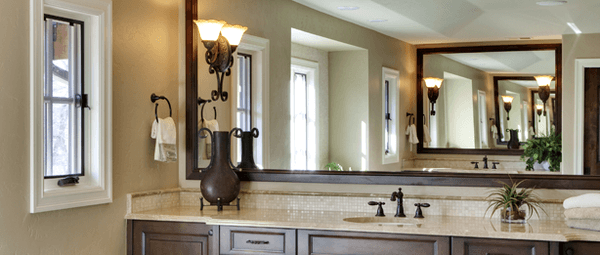 Mirrored Vanities and Glass Backsplashes