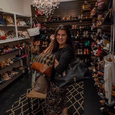 Alyssa Williams is Revente' Owner. This is the fabulous shoe & accessory room!