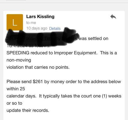 This is the email he sent me after he resolved my ticket.