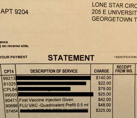 Hey Lone Star, why are you charging $90 for a flu shot? Target, Walmart, Walgreens, CVS, and Costo are all charging less than half this.