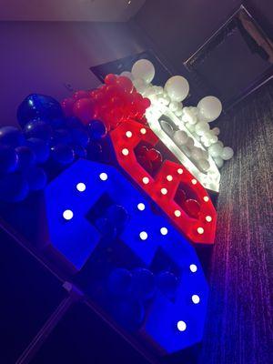 LED Marquee Numbers and Balloons