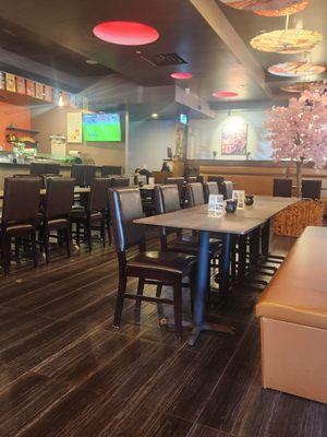 Seating and sushi bar