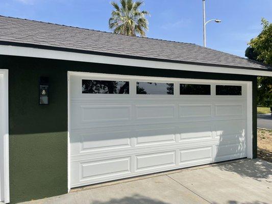 Basic 2 car garage door with plain light windows