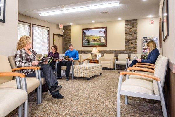 While waiting for the caring doctors at our Lincoln City dermatology clinic, relax in our waiting room.