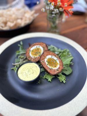 Scotch egg with curry aioli