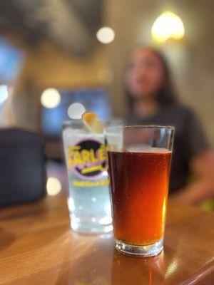 My pint of Shiner Bock beer, very refreshing!