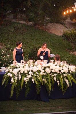 Head table flowers from our wedding