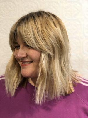 Rooted Blonde Bob + Curtain Fringe                                       Hair By Tina Kunz