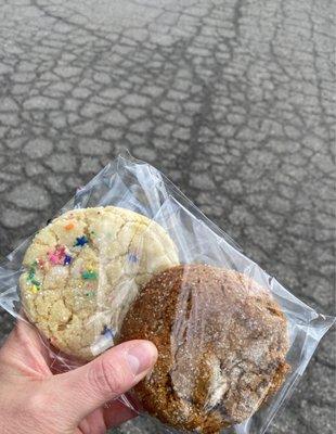 I can't pass up homemade sugar and ginger cookies ($2.50 each).