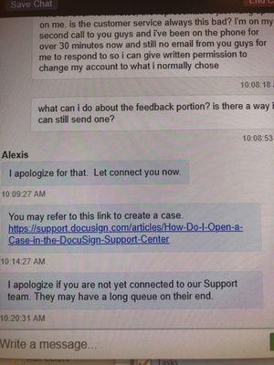 The live chat that never got anywhere. Docusign, where all the tech support at???