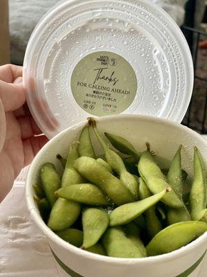 Complimentary edamame for pickup order