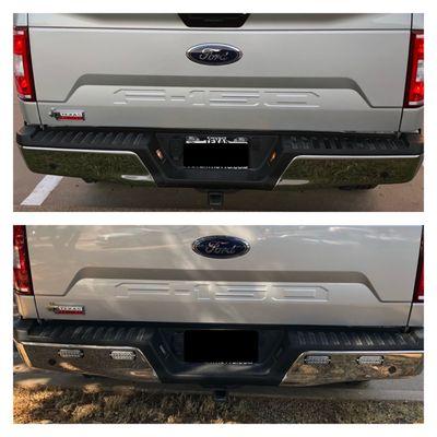 Before and After Rear - Had Blue / Amber LED Strobes Mounted on the Rear Bumper