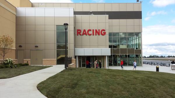 Racing entrance around the back of the building