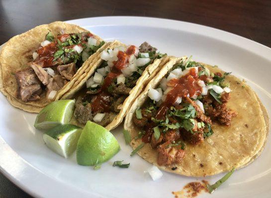 Taco special: carnitas, asada, pastor