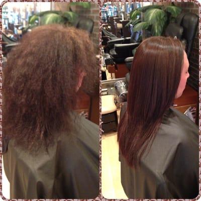 Before & after Brazilian keratin treatment