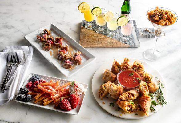 Brunch Items: Mimosas, Breakfast Egg Rolls, French Toast Kabobs, & Funnel Cake Fries