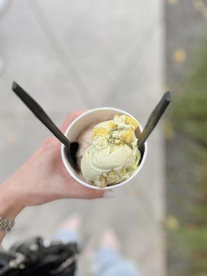 Cinnamon snickerdoodle + pistachio and saffron with rose water