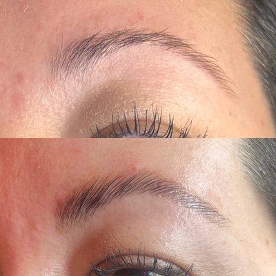 Before and after eyebrow lamination! $105 60min