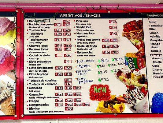 Snack menu.