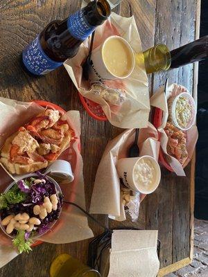 Valentine's Day combo x2; lobster rolls (jumbo sized), both soups, both salad options and some soda