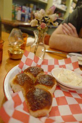 Our famous yeasted bread rolls with whipped butter