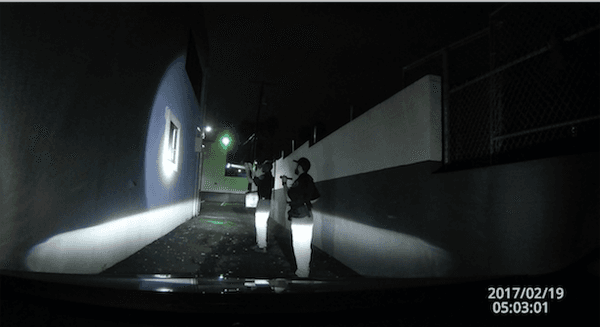 Our security team investigating a possible break-in. Video provided by our in-unit dash cam.