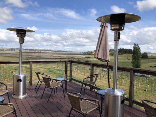 Outdoor patio overlooking the property at Reis River Ranch Vineyards in Petaluma.