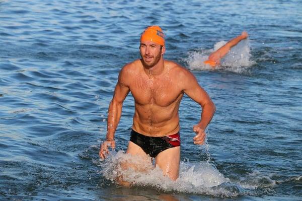 Olympian Aaron Peirsol at the 12th Annual Alcatraz Swim with the Centurions - Photo by Alisa Brozinsky