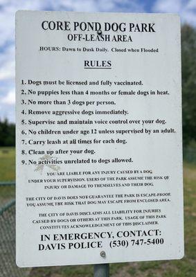 Otherwise known as "Toad Hollow Dog Park" rules!