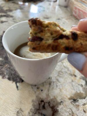 Homemade biscotti with cranberries and pistachios