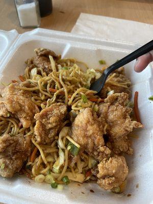 Sesame chicken and noodles