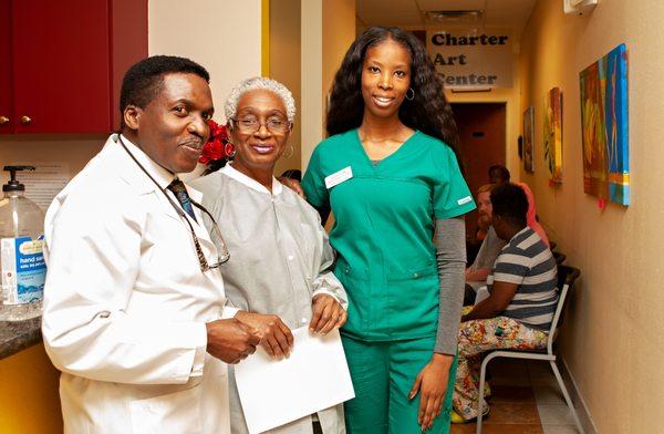 The physician with Quest lab tech and medical assistant, Angelia Cobbs