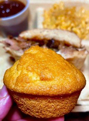 Muffin shaped Cornbread - very nice, crunchy outside and not too sweet