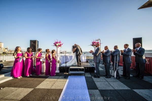 Rooftop wedding ceremony.