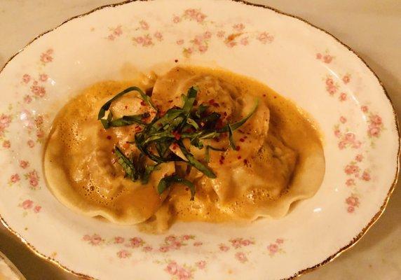 Lobster ravioli was delicate & tasty