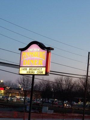 Sign from road and parking lot