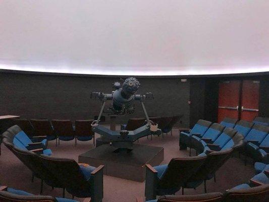 An inside photo of the Shiras Planetarium.