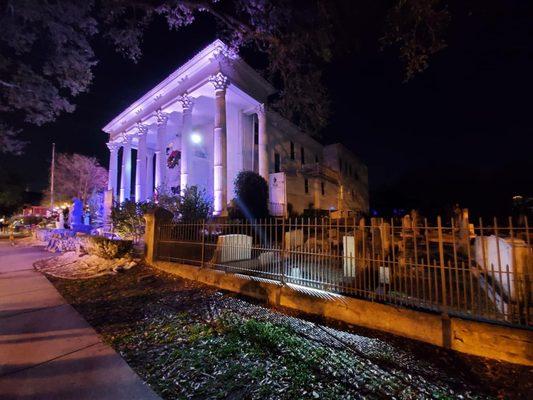 Exterior of asylum beside cemetery