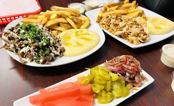 Shawerma chicken and shawarma beef and lamb.