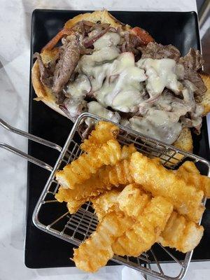 Phillycheese steak and fries