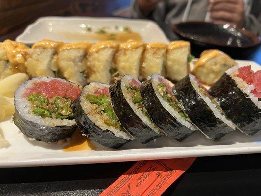 Shishito Roll (foreground) & Vegas Roll (fried in background)