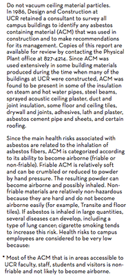 Bannockburn Housing Contract and Handbook Detail on Asbestos Warning