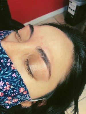 Freshly shaped brows