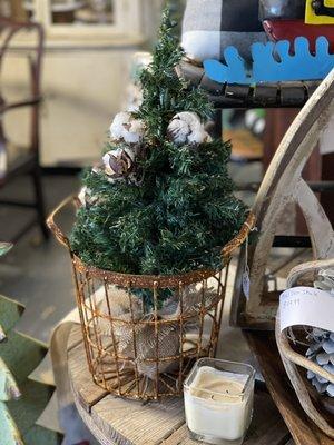 Metal Vintage Basket $29.99 and Medium Holiday Christmas Tree Sale $12.99 regular $15.99