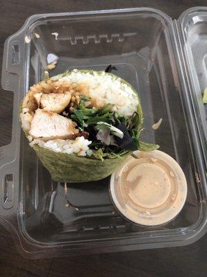 Chicken wrap with spinach tortilla and Chipotle ranch