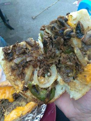 cheesesteak, light on the steak obv