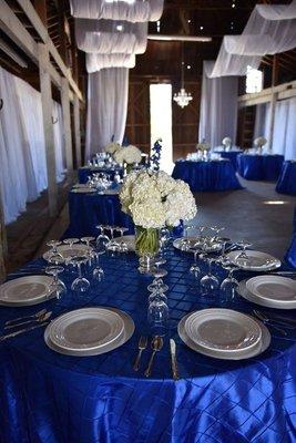 Guest table set up with gorgeous fresh flowers