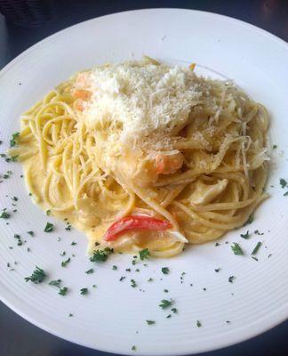 Shrimp and seafood alfredo with lump crab meat